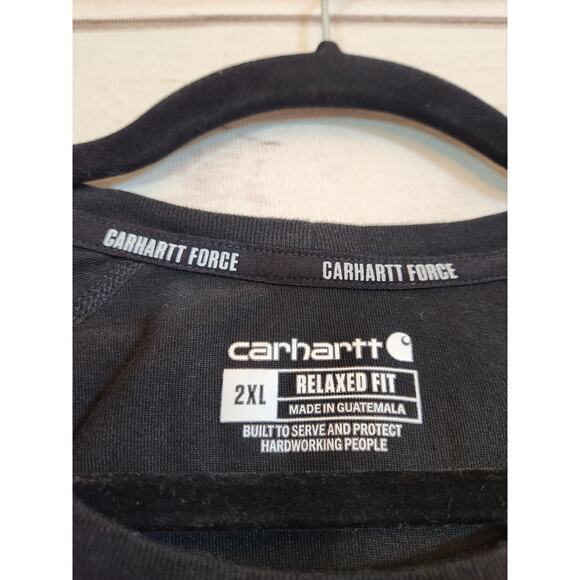 Carhartt Force Men's Black Crew Neck Relaxed Fit Short Sleeve T-Shirt Size 2XL - Picture 3 of 6
